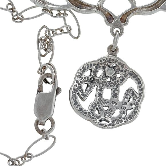 Lapis Lazuli Jadeite Bead Celtic Knot Necklace | Vintage Sterling Silver | 18" - Picture 4 of 7